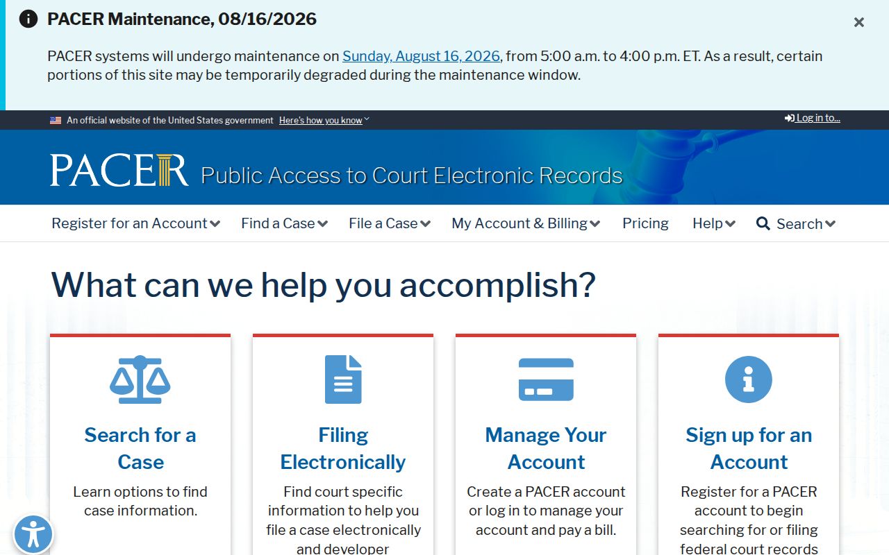 PACER federal docket access for criminal cases connected to Douglas County