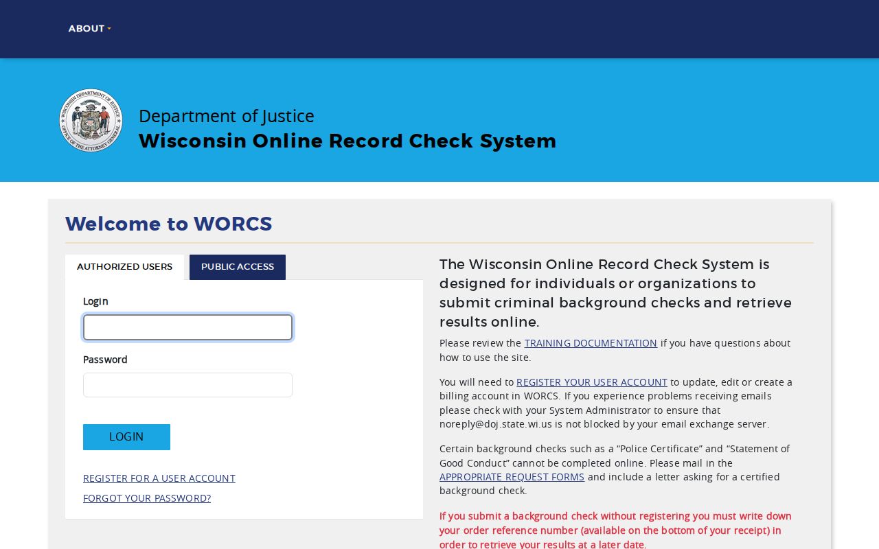 Douglas County criminal history WORCS record check screen